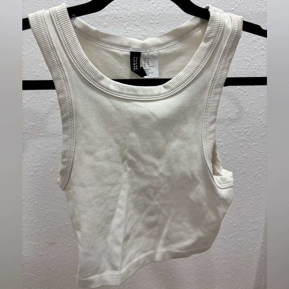 H&M White Ribbed Tank Top